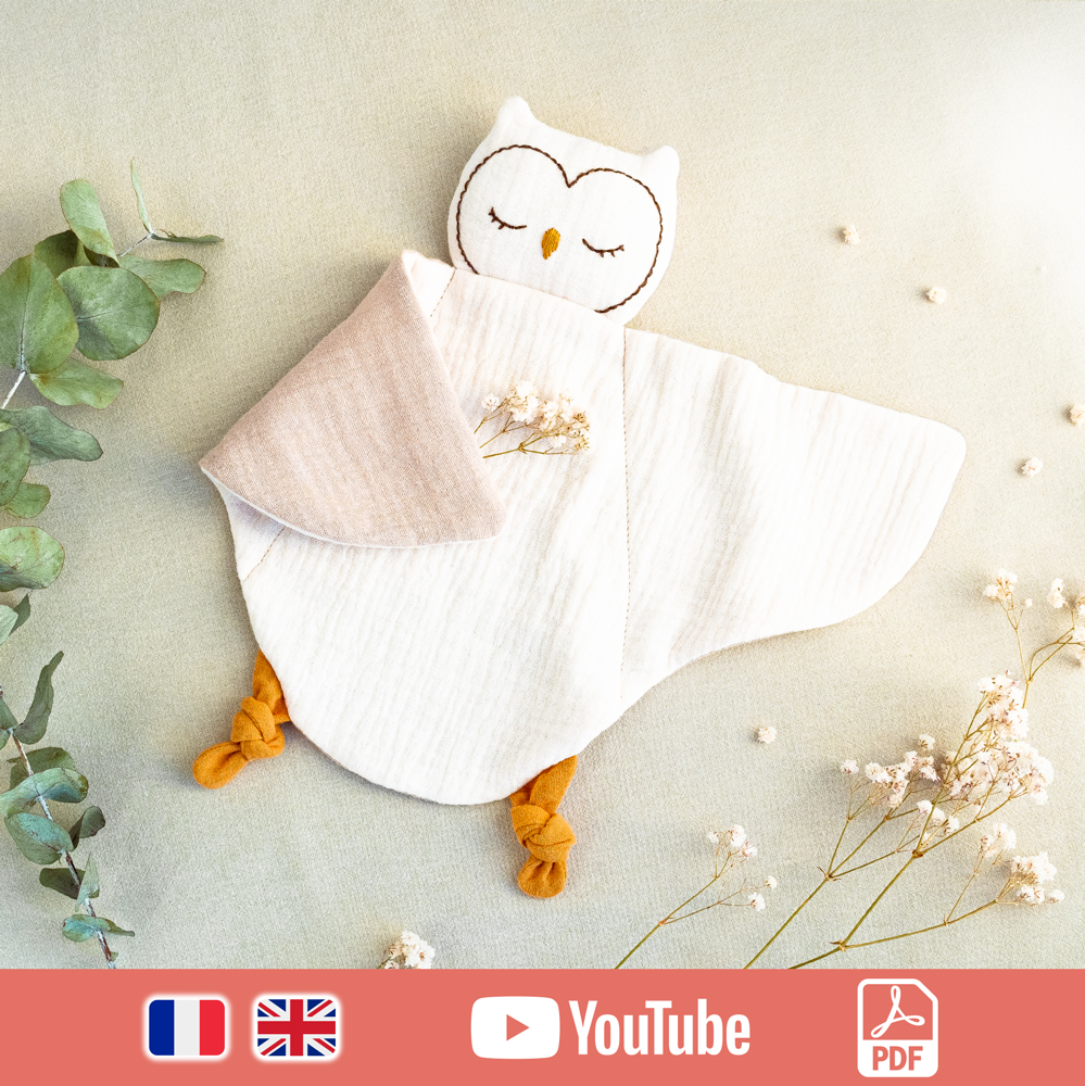 Patron couture pdf du doudou hibou pour bébé
