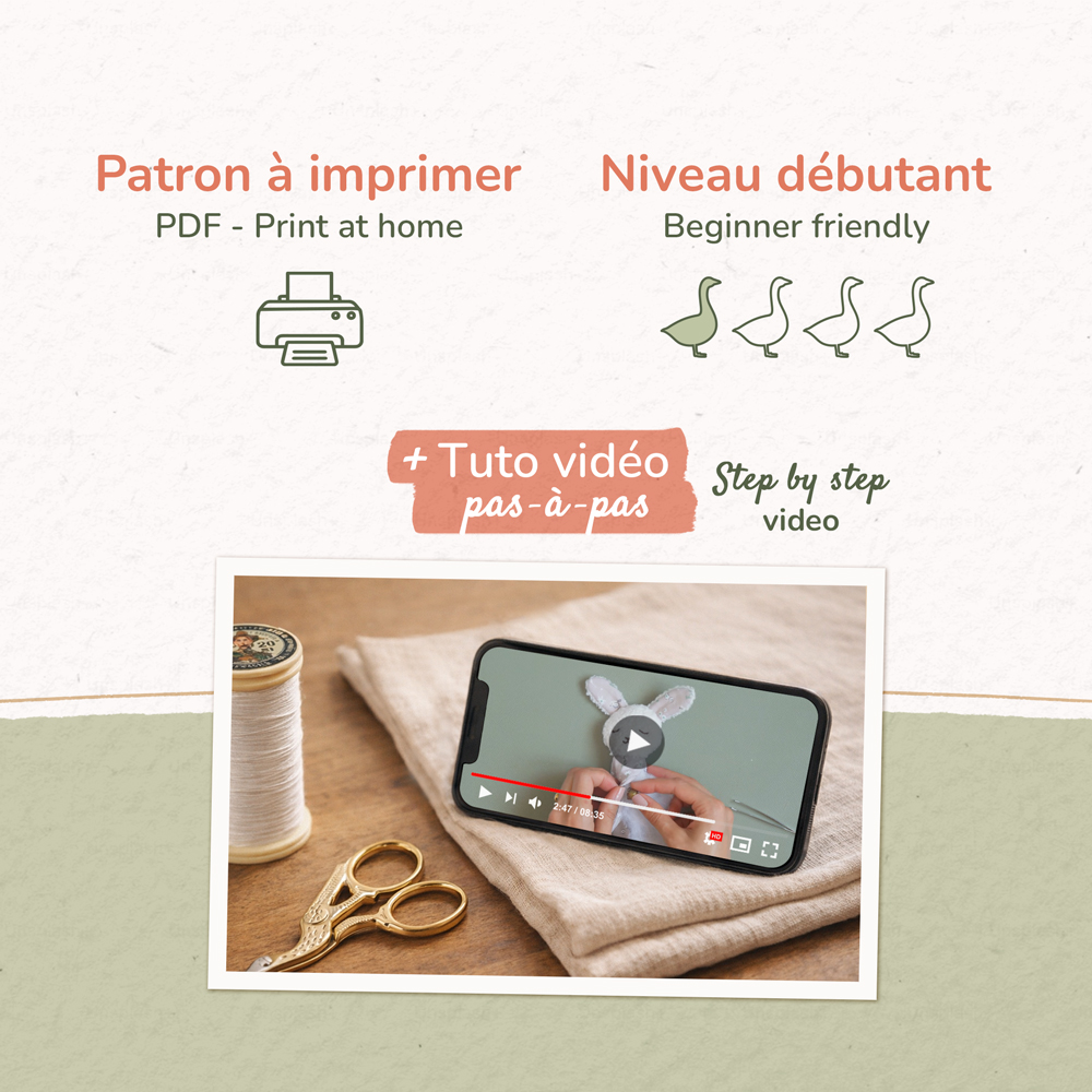 Patron pdf à télécharger et tutoriel video