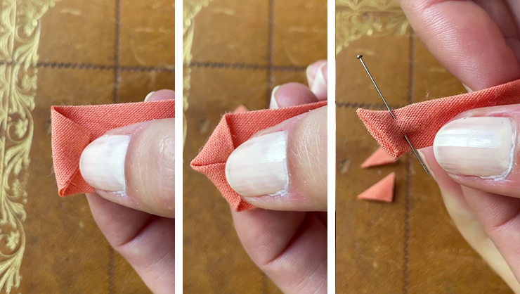 folding bias tape to make baby bib ties