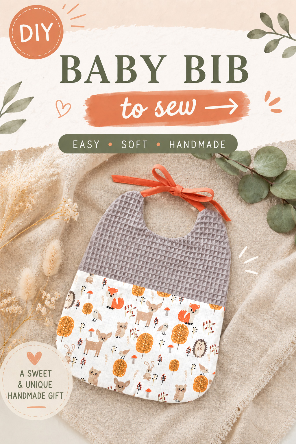 easy baby bib sewing pattern and tutorial