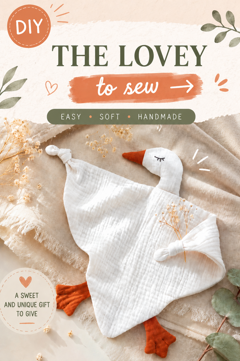 baby goose lovey sewing tutorial and PDF pattern